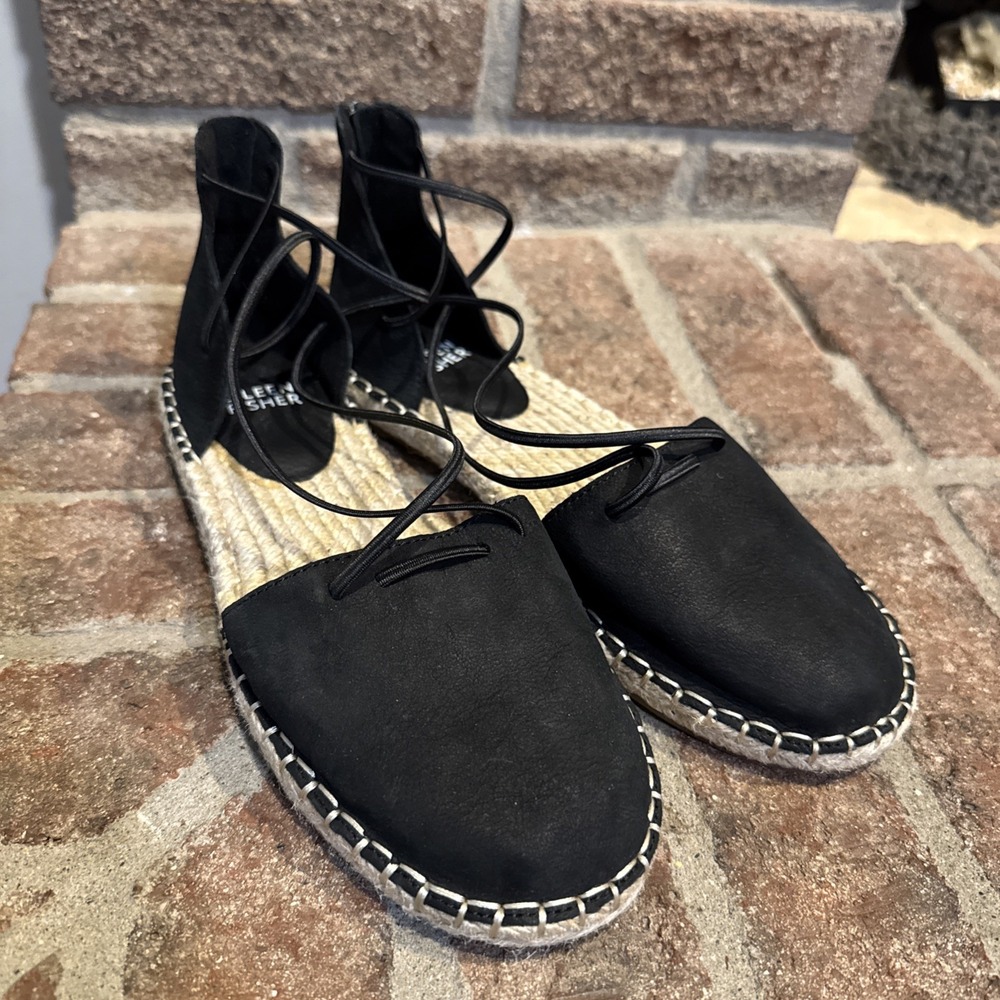 Eileen Fisher Women's black Strappy Espadrille Flats Size 5 #101